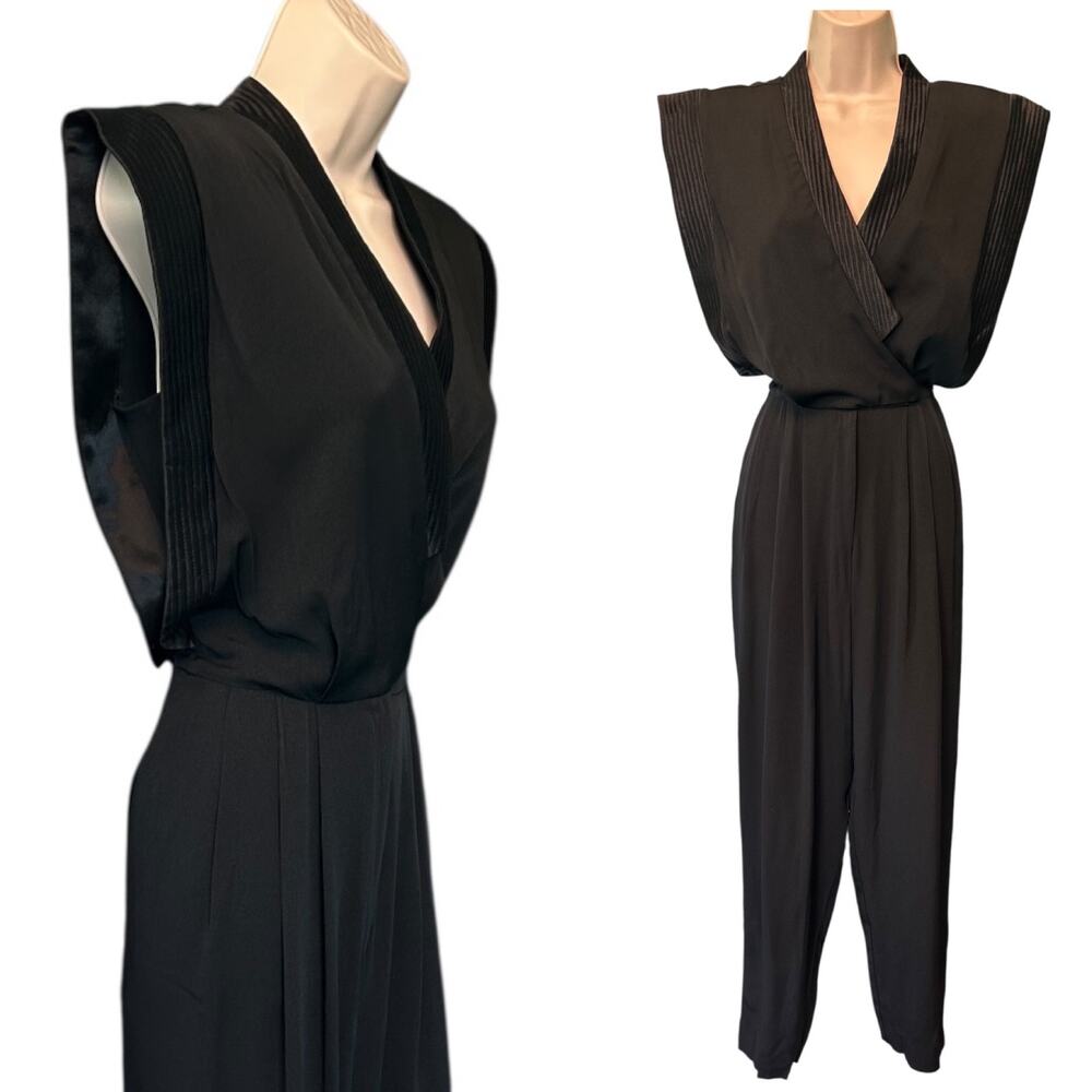 EUC Vintage 80’s Regina Kravits for Joseph Magnin Black Jumpsuit Fits Modern XS